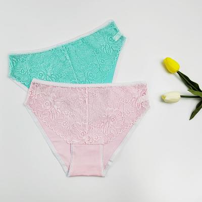 China Women's Big Size Women's Breathable Panties Cotton Lace Underwear Seamless Sexy Crotchless Panties for sale