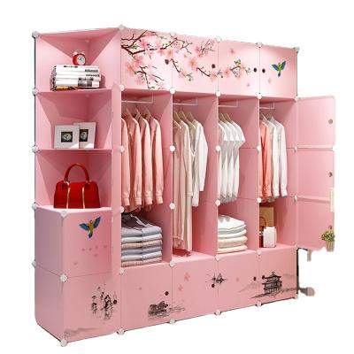 China Bedroom Adjustable Simple Modern Plastic Rental Room Cloth Wardrobe Cloth Set (Size) Detachable Storage Cabinet for sale