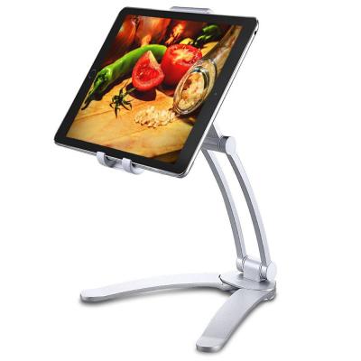 China 360 Degree Rotatiing Adjustable Aluminum Foldable Kitchen Tablet Mount Holder Wall Mount 2 in 1 Mount Cell Phone Stand Holder for sale