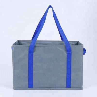 China LOW MOQ Eco-friendly Reusable Collapsible Non Woven Shopping Box Grocery Bag With Recycled Cardboard Walls for sale