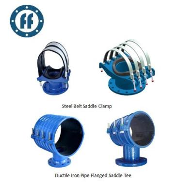 China Ductile Iron Pipe Flanged Saddle Tee And Steel Belt Saddle Clamp Equal for sale