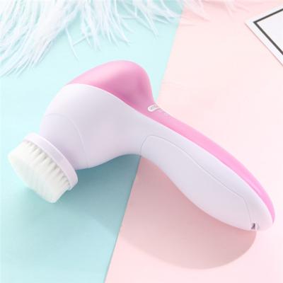 China Acne Treatment 5 in 1 Electronic Multifunction Facial Skin Massager Spa Brush Remover Electric Rotating Face Cleansing Brush for sale