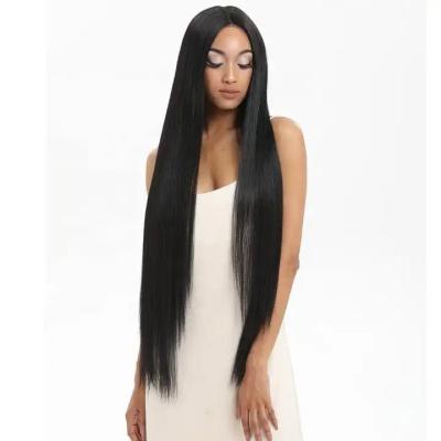 China Silky Straight Wave Cheap wholesale premium high quality semi pre plucked synthetic frontal straight lace front synthetic wigs heat resistant for sale