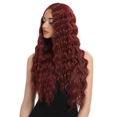 China Deep Wave Rebecca wholesale premium hd lace high quality gluless wig vendor women colored brown curly afro synthetic wigs lace front wigs for sale