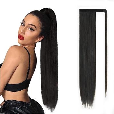 China Wholesale I-Tip Hair Premium Synthetic Fiber Elastic Band Drawstring Wrap Around With Bangs Ombre Extensions Synthetic Ponytail Hair for sale