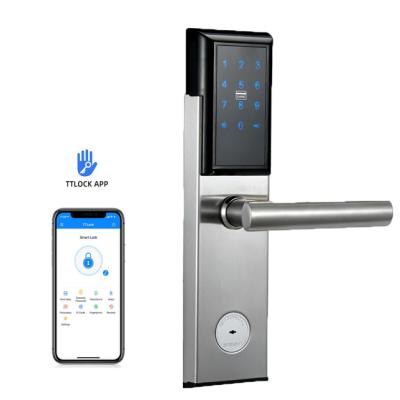 China Stanless Steel High Security Door Lock Thumbprint Fingerprint Wifi Ttlock Wooden Smart Biometric Smart Electronic Door Lock for sale