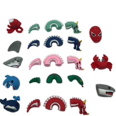 China Custom Clog Charm Wholesale 3D three-dimensional shark dolphin crab shoe decoration charm resin PVC soft rubber shoe buckle for sale