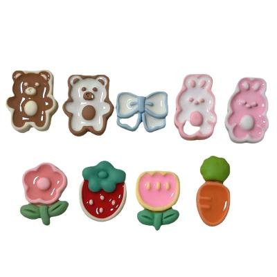 China Custom Clog Charm Wholesale various Croc die-cut rubber charm shoes, bear flower sandals and clogs, personalized shoe charm for sale