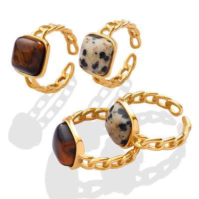 China China CLASSIC Custom Supplier Custom Logo Gold Plated Titanium Steel Gemstone Jewelry Ring for sale