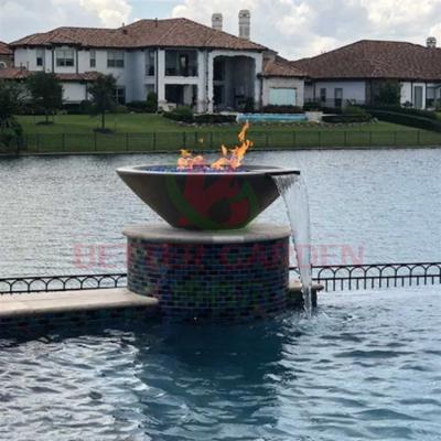 China Gas Water Fire Mine Modern Design Color Stocked Powder Painted Gas Fire Mine Fire Pit With Water Fountain for sale