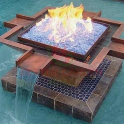 China Stocked Fire Water Bowls Fire Pit With Water Fountain Pool Fire Bowl Waterfall for sale