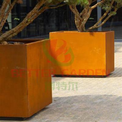 China Flower corten steel planter box custom made lightweight durable steel metal planters for sale