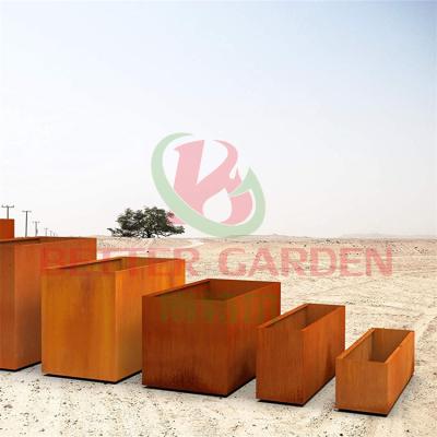 China Flower corten steel planter outdoor custom lightweight durable metal corten steel planters corten steel planter boxes for sale