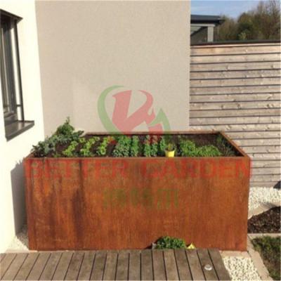 China Corten Flower Custom Large Steel Planters Outdoor Light Durable Steel Metal Planters for sale