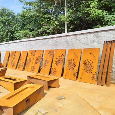 China Art Deco Combination Laser Cut Metal Outdoor Privacy Corten Steel Folding Screen for sale