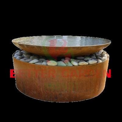 China Environmental protection corten steel garden decoration metal lotus pond corten rain curtain customized water features gardens waterfall fountain for sale