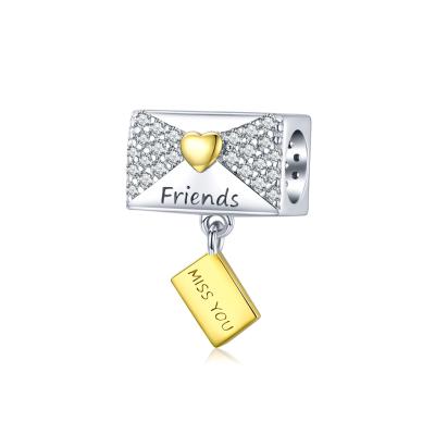 China BAMOER FASHIONABLE shiny 925 Sterling Silver Envelope Charm Friends charms for DIY original bracelet for sale