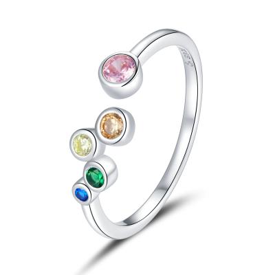 China BAMOER Sterling Silver 925 TRENDY Seal Ring Colorful Open Finger Rings for Women Free Size Korean Style Jewelry BSR149 for sale