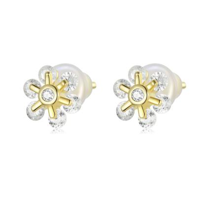 China BAMOER TRENDY flower stud earrings images of gold earrings for women fashion jewelry SCE1228 for sale