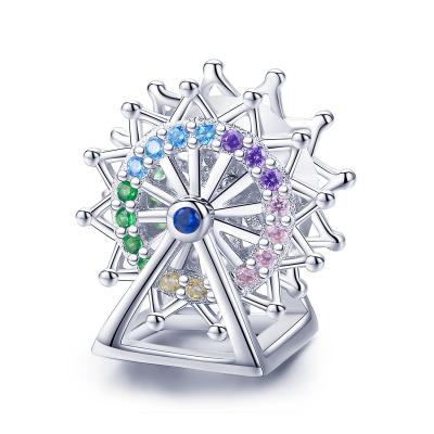 China BAMOER TRENDY 925 Sterling Silver Ferris Wheel Charms Fit Original Charm Bracelets & Necklaces Jewelry SCC1028 for sale