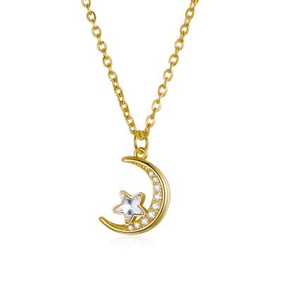 China BAMOER Moon and Star TRENDY Necklace for Women Metal Mood Star Gold Color Korean Style Fine Jewelry STN730 for sale