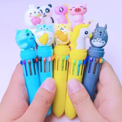 China office & School Pen Factory direct supply cute doll click pen student stationery can be customized cartoon push ten color ballpoint pen wholesale for sale