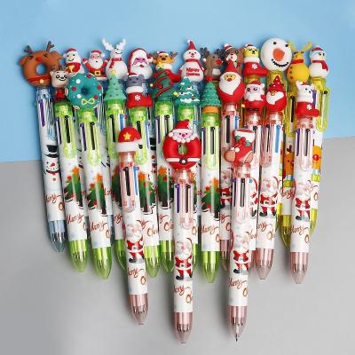 China office & School Pen New Arrival Christmas Multicolor Pen Christmas Tree Head Santa Elk Multicolor Pen for sale