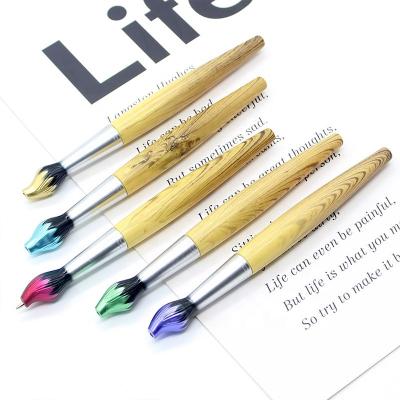 China Promotional Brush Shape Painting Novelty Pen Pattern Wooden Ballpoint Pen With Custom Logo for sale