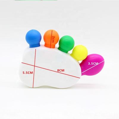 China office & School Markers 5 in 1 Cute Plastic Foot Shape Marker Pen PP Material Highlighter Bar for School Students for sale