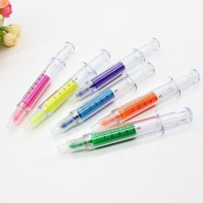 China office & School Markers Logo Injection Shape Highlighter Pen Custom Novelty Syringe Promotional Marker Pen for sale