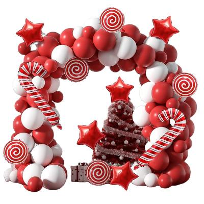 China Gift Toy Christmas Balloon Garland Arch with Red Candy Star Candy Cane Used for Christmas Party Decoration for sale