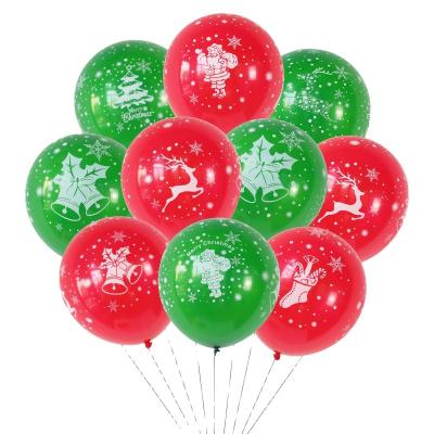 China Christmas Decorations 12 Inch Christmas Latex Balloon Santa Claus Snowflake Decorative Holiday Decoration Four Sided Printed Balloons for sale