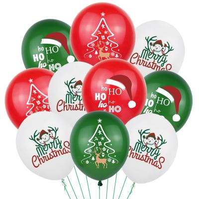 China 12 Inch Printed Latex Balloon Santa Claus Christmas Tree Decorative Balloon Gift Toy Amazon Christmas Hot Selling Balloon for sale