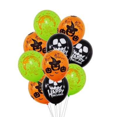 China Festival Decoration 15 Pcs / Set For Halloween Party Decoration Bat Pumpkin Skeleton 12 Inch Latex Balloons for sale