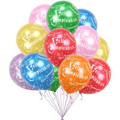 China Feliz Cumpleanos the Happy Multicolor Balloon Kids Birthday Party Decoration 12inch Latex Spanish Birthday Printed Latex Balloons for Decor Party for sale