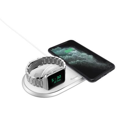 China Mobile phone& Apple Watch 15W Fast Wireless Charger 2 in 1 Stand Wireless Charging Foldable Portable Wireless Charger for sale