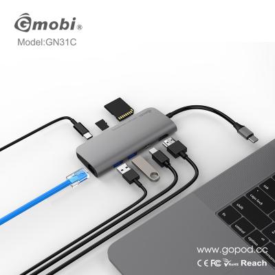 China Support 4K HDMI Show High Quality Usb Type C Hub 8 In 1 Usb Hub Multi Function Adapter For MacBook Pro And Laptops Hub for sale