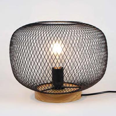 China Modern Retro Modern Home Decor Living Room Fixture Lamps Hotel Iron Metal Wood Wire Shade Nordic Table Light for sale