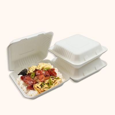 China Biodegradable Takeaway Compostable Biodegradable Bagasse Packaging Food Custom Pulp Molding Boxes for sale