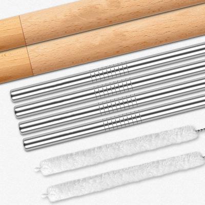 China Premium Stainless Steel Metal Straws Eco-Friendly Reusable Sustainable & 2 Handcrafted Wooden Travel Cases & Pouch Straw Wide Set for sale