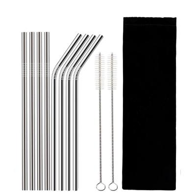 China Sustainable Food Grade Metal Stainless Steel Straws With Bag for sale