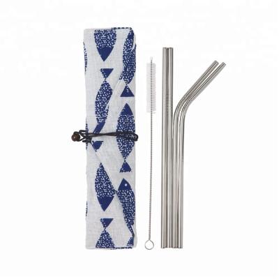 China Sustainable Wholesale Stainless Steel Drinking Straws Set With Free Cleaning Brush for sale