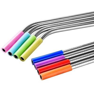 China Sustainable Reusable Metal Drinking Straws With Silicone Tips For 20-30 Ounce Tumbler for sale