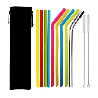 China Sustainable Reusable Silicone And Stainless Steel Drinking Straws For 20oz 30oz Tumbler for sale