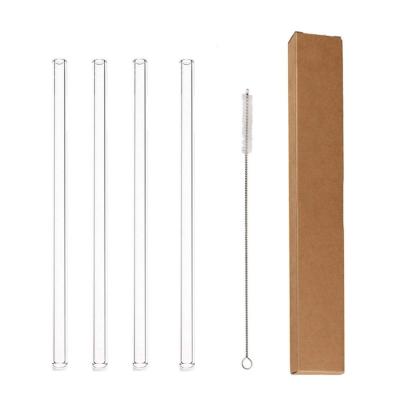 China Wholesale Sustainable Pyrex Borosilicate Straight Glass Drinking Straws With Cleaning Brush for sale