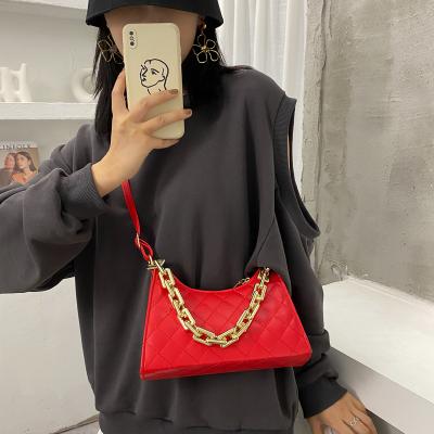 China High Quality Bolso Fashion Chains Shoulder Luxury Lady Handbag Designer Diamond Pattern Armpit Bag Purse PU Leather Armpit Bag for sale