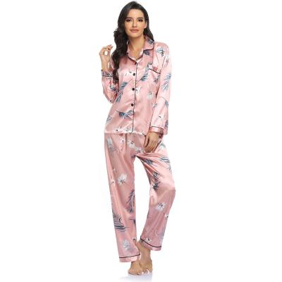 China Women's Breathable Sleepwear Set Women's Two-Piece Tops Causal Stain Comfortable Elastic Sleepwear for sale