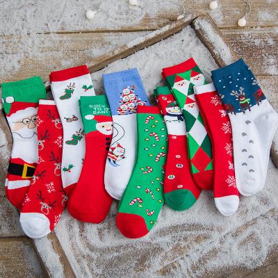 China New Year Eco-friendly Calcetines divertidos Color Cartoon Santa Snowman Clever Women Christmas Stocking Socks For Xmas for sale