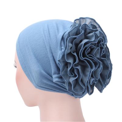 China DecorateÂ   New Arrivwd Ladies Chiffon Flower Hat Islamic Hijab Handmade Accessories Muslim Ethnic Headscarf Hat for sale