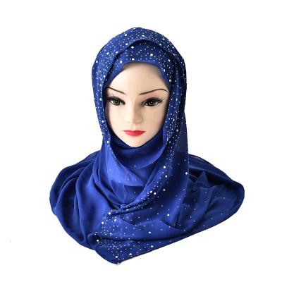 China DecorateÂ   Wholesales Ladies Muti-function Pearl Chiffon Perm Diamond Scarf Islamic Scarf African Head Scarf for sale